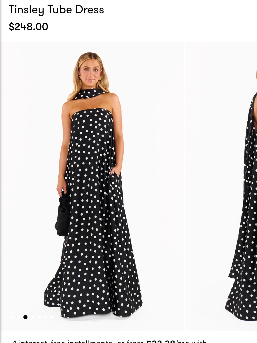 Polka Dot Tube Maxi Dress - Black/White